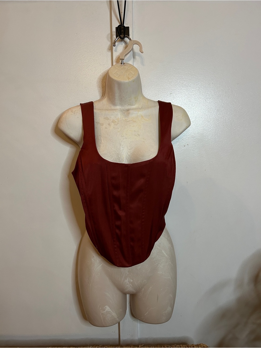 Women's Square Neck Burgundy Tank Top